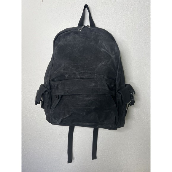 American Eagle Outfitters Black Waxed Canvas Backpack with Padded Straps NWOT - Picture 3 of 8